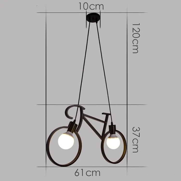 Bicycle steampunk lamp technical specifications with dimensions and mounting hardware detail view