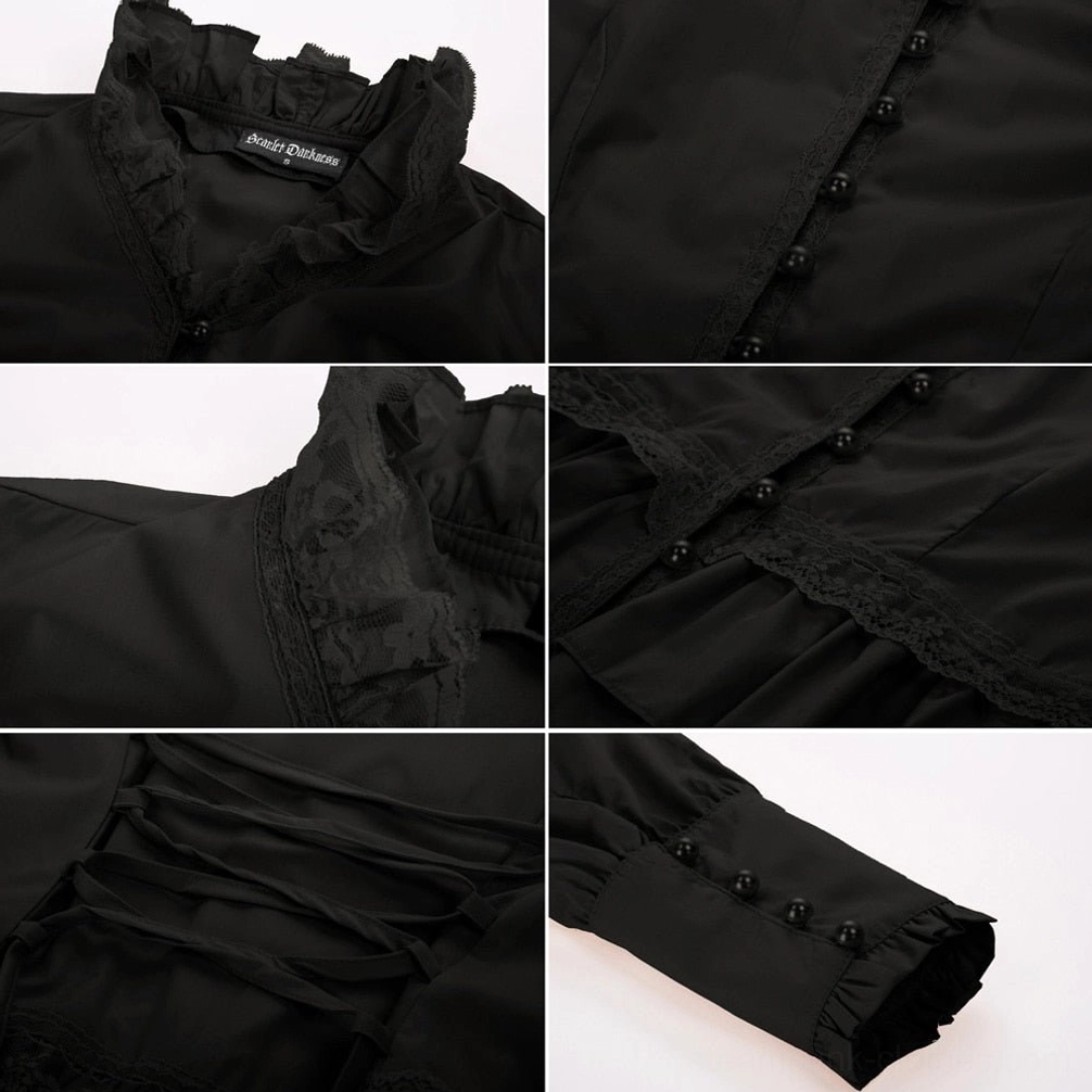 Steampunk blouse cuff detail showing long sleeve buttons and tailored construction