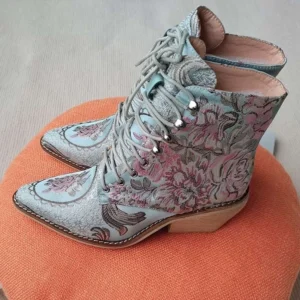 light-blue-silk-steampunk-ankle-boots-with-pink-floral-embroidery-three-quarter-view