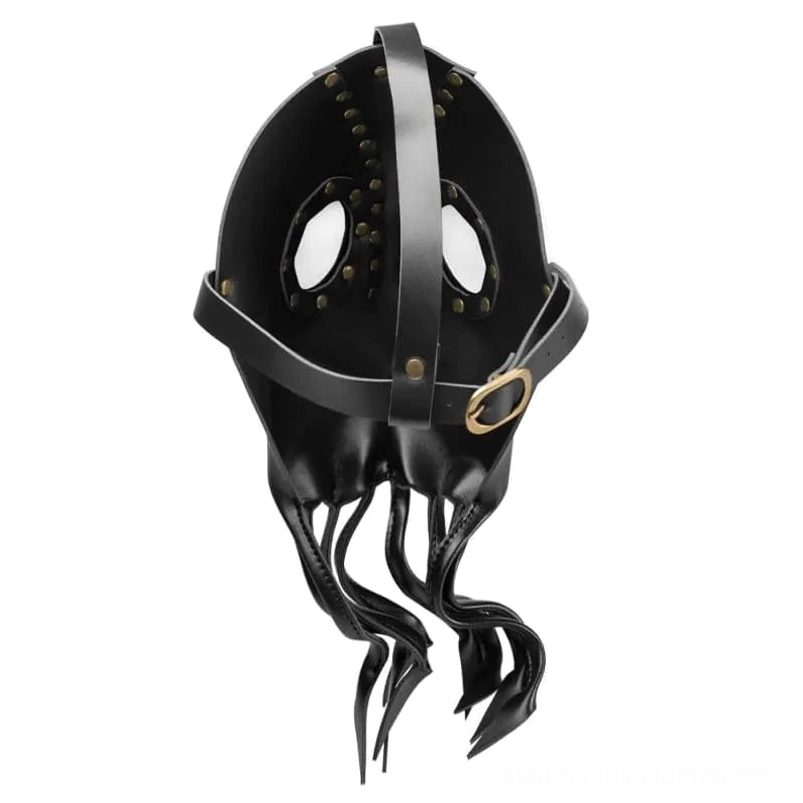 Steampunk octopus mask rear view showing adjustable strap and tentacle lower design